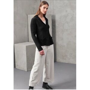 Transit Jacquard Italian Wool Blend Slim Fit Cardigan Sweater Minimalist Grey 8